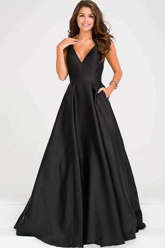 JVN By Jovani Jovani - Plunging V-Neck Prom Ballgown JVN48791SC - 1 Pc Black In Size 20 Available Formal Gowns 3 JVN By Jovani Jovani - Plunging V-Neck Prom Ballgown JVN48791SC - 1 Pc Black In Size 20 Available Formal Gowns
