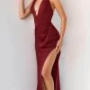 Jovani - Plunging V-Neck Sheath Prom Dress 07141SC - 1 Pc Burgundy In Size 2 Available 2 Jovani - Plunging V-Neck Sheath Prom Dress 07141SC - 1 Pc Burgundy In Size 2 Available