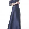 Jovani - Quarter Sleeve Embellished A-Line Dress 61170SC - 1 Pc Navy In Size 12 Available Formal Gowns