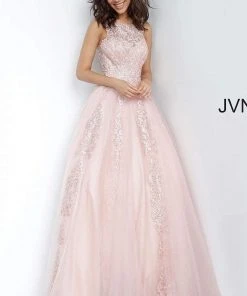 JVN By Jovani Jovani - Sleeveless Lace Embellished A-Line Gown JVN59046SC Formal Gowns