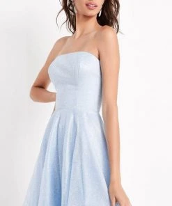 JVN By Jovani Jovani - Straight Across Cocktail Dress JVN04640SC - 2 Pcs Blue In Sizes 4 And 14 Available