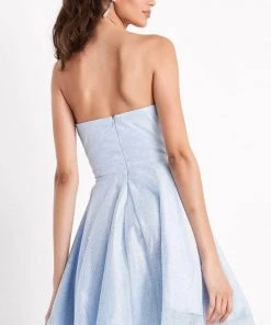 JVN By Jovani Jovani - Straight Across Cocktail Dress JVN04640SC - 2 Pcs Blue In Sizes 4 And 14 Available