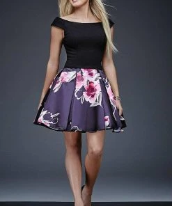 Jovani - Two-Piece Off-Shoulder Crop Top Fit And Flare Dress M444