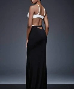 Jovani - Two-Tone Spaghetti Strap Multi Cutouts Evening Dress M511