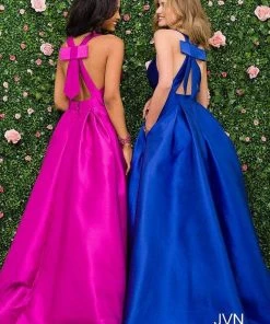JVN By Jovani Jovani - V Neck Mikado Prom Ballgown With Pleated Skirt JVN47530