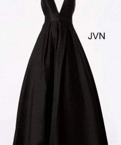 JVN By Jovani Jovani - V Neck Mikado Prom Ballgown With Pleated Skirt JVN47530