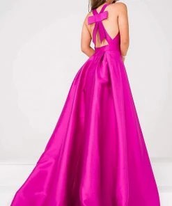 JVN By Jovani Jovani - V Neck Mikado Prom Ballgown With Pleated Skirt JVN47530