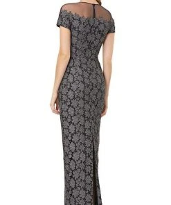 Formal Gowns JS Collections - 866683 Floral Lace Illusion Jewel Sheath Dress
