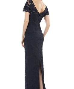 Formal Gowns JS Collections - 866747 Illusion Neckline Soutache Long Sheath Gown