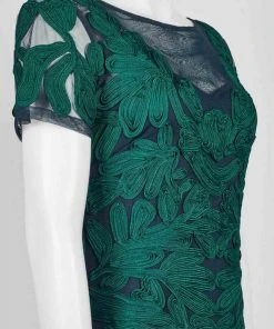 Formal Gowns JS Collections - 866747 Illusion Neckline Soutache Long Sheath Gown