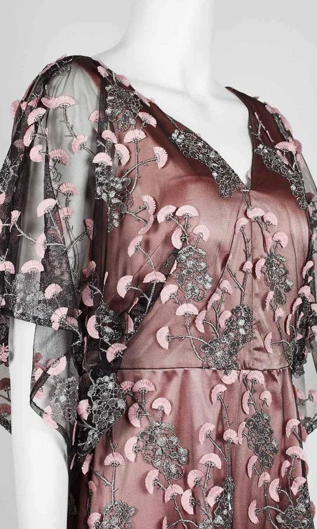 JS Collections - 866927 Kimono Sleeve Embroidered V-Neck Dress 4 JS Collections - 866927 Kimono Sleeve Embroidered V-Neck Dress