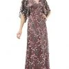 JS Collections - 866927 Kimono Sleeve Embroidered V-Neck Dress