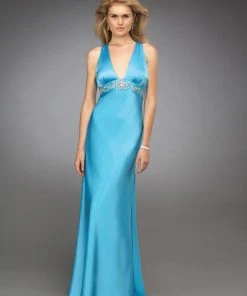 La Femme - 12262 Halter Style Bead Embellished Empire Evening Gown 11 La Femme - 12262 Halter Style Bead Embellished Empire Evening Gown