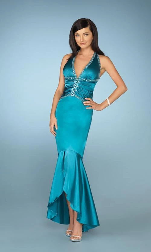 La Femme - 12278 V Neck Halter Neck High Low Mermaid Prom Dress 5 La Femme - 12278 V Neck Halter Neck High Low Mermaid Prom Dress