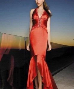 La Femme - 12278 V Neck Halter Neck High Low Mermaid Prom Dress 14 La Femme - 12278 V Neck Halter Neck High Low Mermaid Prom Dress