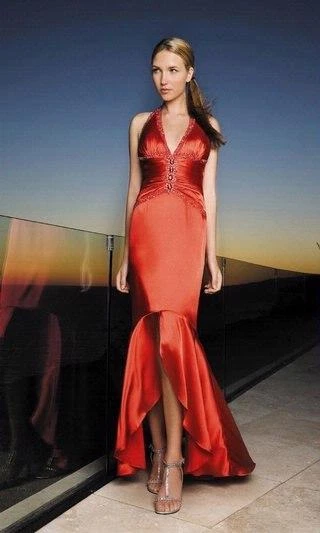 La Femme - 12278 V Neck Halter Neck High Low Mermaid Prom Dress 8 La Femme - 12278 V Neck Halter Neck High Low Mermaid Prom Dress