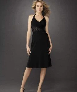 Cocktail Dresses La Femme - 12722 Knee Length Sheer Crisscross Midriff Dress