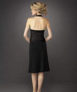 Cocktail Dresses La Femme - 12722 Knee Length Sheer Crisscross Midriff Dress