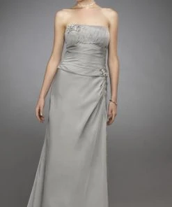 La Femme - 13672 Embellished Ruched Strapless Straight Neck A-line Dress Formal Gowns