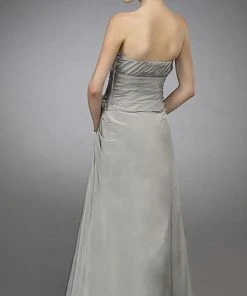 La Femme - 13672 Embellished Ruched Strapless Straight Neck A-line Dress Formal Gowns