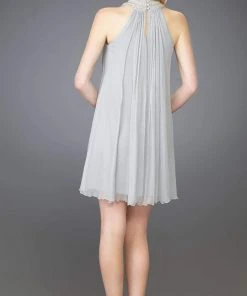 La Femme - 13963 Flirty Pleated Halter A-Line Dress