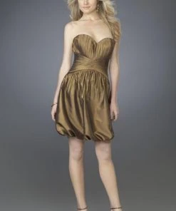 Cocktail Dresses La Femme - 14126 Strapless Sweetheart Bubble Hem Short Dress