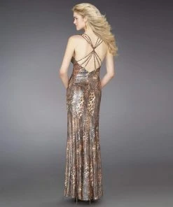 Formal Gowns La Femme - 14167 Elegant Evening Criss Cross Back Dress