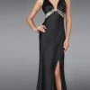 Formal Gowns La Femme - 14196 Silk Prom Dress With Printed Belt And Back Design