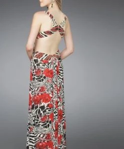 Formal Gowns La Femme - 14396 Printed Long Dress With Back Cut Outs