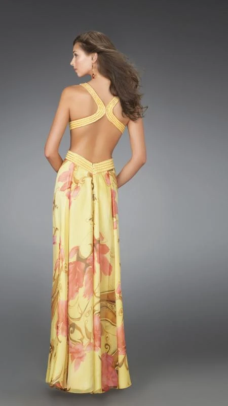 Formal Gowns La Femme - 14529 Long Printed Dress With Cut Outs 4 Formal Gowns La Femme - 14529 Long Printed Dress With Cut Outs