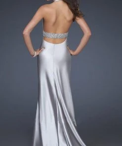 La Femme - 14743 Sophisticated Long Gown With Plunging Neckline Prom Dresses