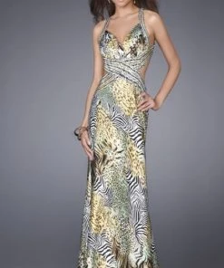La Femme - 14992 Long Dress With Animal Print Formal Gowns