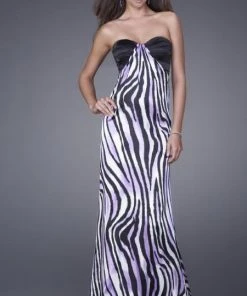 La Femme - 15059 Vivid Animal Print Sweetheart Sheath Empire Gown Formal Gowns