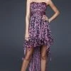 Cocktail Dresses La Femme - 16293 High Low Dress With Animal Print
