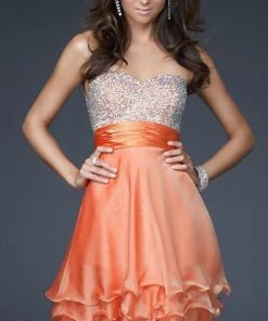 La Femme - 16541 Bejeweled Sweetheart Chiffon A-line Dress