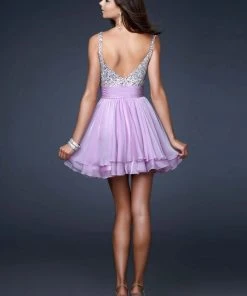 La Femme - 16813 Bejeweled Short Chiffon Party Dress