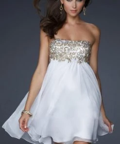 La Femme - 17107 Grecian Damask Lace A-Line Empire Cocktail Dress 7 La Femme - 17107 Grecian Damask Lace A-Line Empire Cocktail Dress