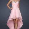 La Femme - 17141 Spaghetti Strap Sparkling Sweetheart Bust Hi-Low Style Dress Prom Dresses