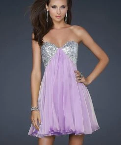 La Femme - 17649 Strapless Sequined Sweetheart Mini Party Dress Cocktail Dresses