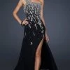 La Femme - 17706 Jewel Embellished Asymmetric Neck Chiffon A-line Gown Formal Gowns