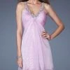La Femme - 19101 Glittering V-neck Empire Cocktail Dress Cocktail Dresses
