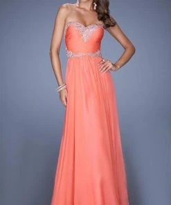 La Femme - 19372 Strapless Evening Gown With Jeweled Waist Formal Gowns