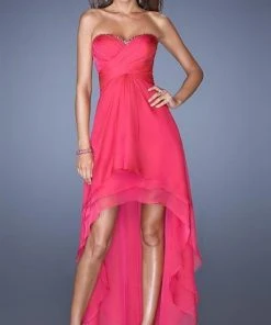 La Femme - 19471 Ruched Strapless High Low Evening Dress Formal Gowns