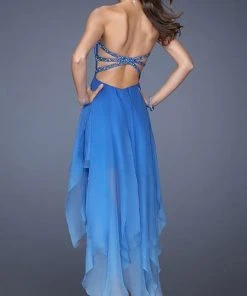 Cocktail Dresses La Femme - 19634 Enchanting Ruched Sweetheart High-Low Gown