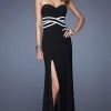La Femme - 20030 Strapless Sweetheart With Criss-Crossed Waistline Evening Dress