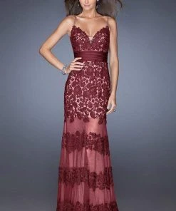 La Femme - 20131 Sweetheart Floral Lace Striped Evening Dress 7 La Femme - 20131 Sweetheart Floral Lace Striped Evening Dress