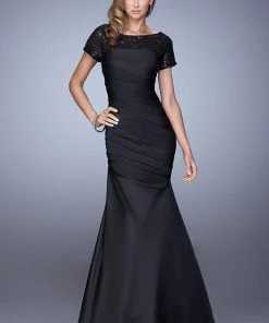 La Femme - 21670 Sequined Draped Mermaid Gown Formal Gowns
