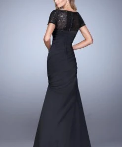 La Femme - 21670 Sequined Draped Mermaid Gown Formal Gowns