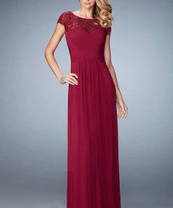 Formal Gowns La Femme - 23077 Crisscrossed Bodice A-Line Gown
