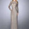 La Femme - 23115 Lace Long Sleeves Sheath Long Dress Formal Gowns